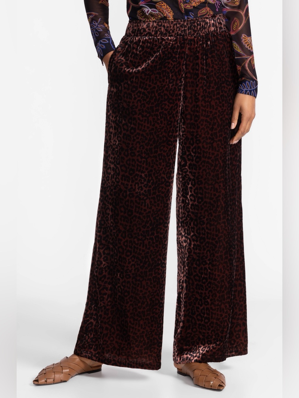 NWT Johnny Was Misty Leopard Velvet Wide Leg Pants Sz XXL